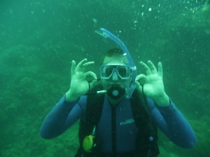 That's me making the scuba diving sign for "Everything's OK".