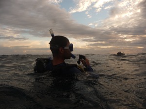Sebas, a fellow diver from Spain, getting ready for an early-morning dive.